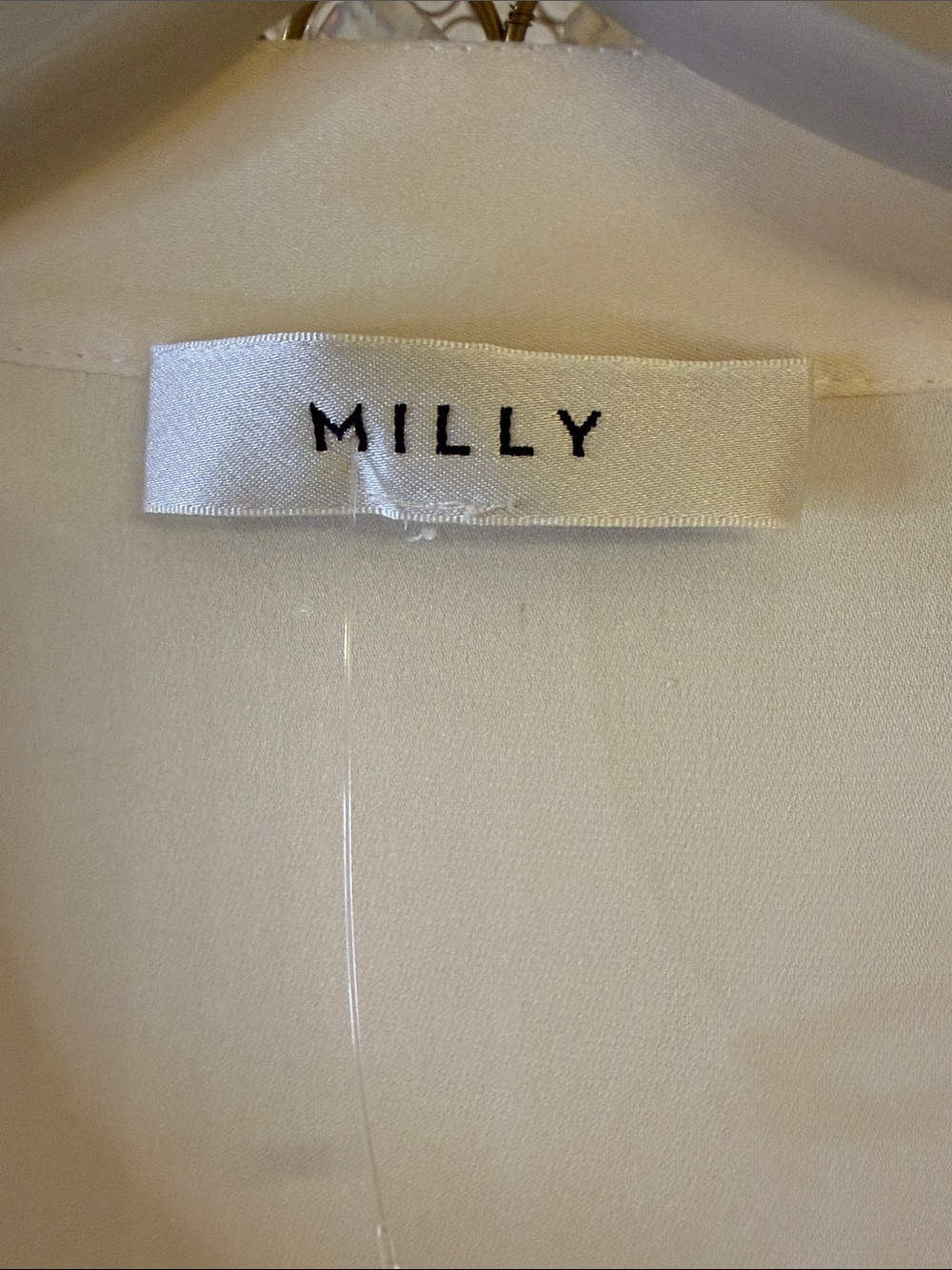 Milly Cream Split-Neck Long Sleeve Silk Blouse size L - Picture 3 of 5